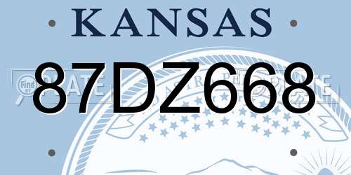 87DZ668 Kansas License Plate