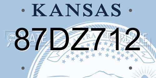 87DZ712 Kansas License Plate