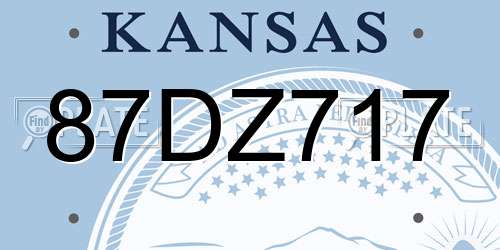 87DZ717 Kansas License Plate