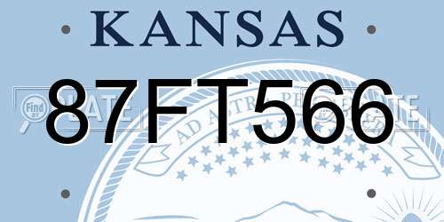 87FT566 Kansas License Plate