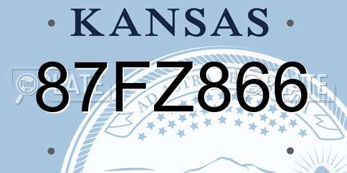 87FZ866 Kansas License Plate