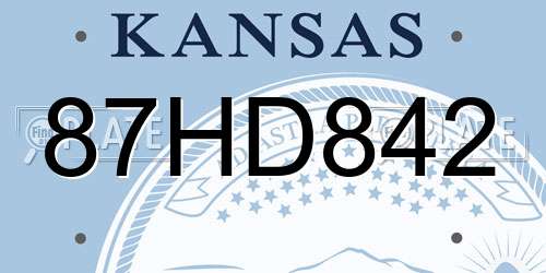 87HD842 Kansas License Plate