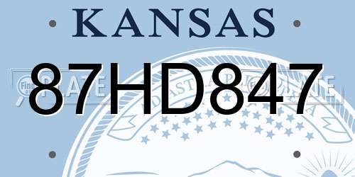 87HD847 Kansas License Plate
