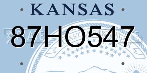 87HO547 Kansas License Plate