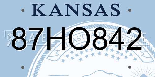 87HO842 Kansas License Plate