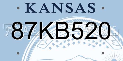 87KB520 Kansas License Plate