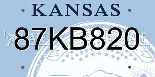 87KB820 Kansas License Plate