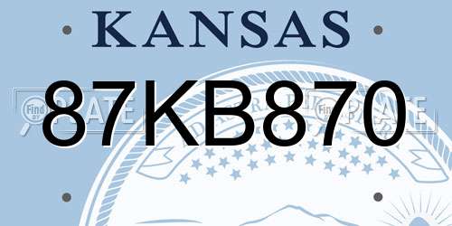87KB870 Kansas License Plate