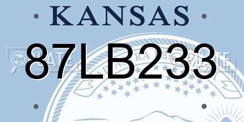 87LB233 Kansas License Plate