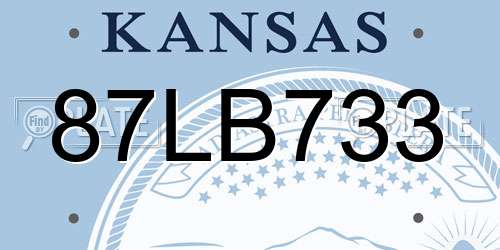 87LB733 Kansas License Plate