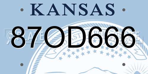 87OD666 Kansas License Plate