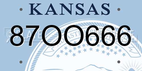 87OO666 Kansas License Plate