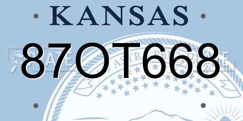 87OT668 Kansas License Plate