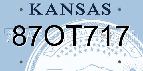 87OT717 Kansas License Plate