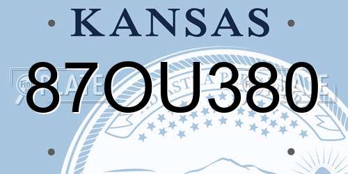 87OU380 Kansas License Plate