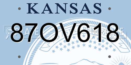 87OV618 Kansas License Plate