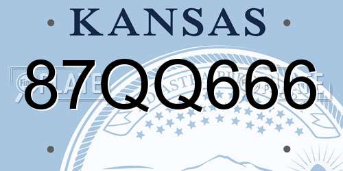 87QQ666 Kansas License Plate