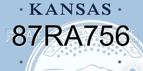 87RA756 Kansas License Plate