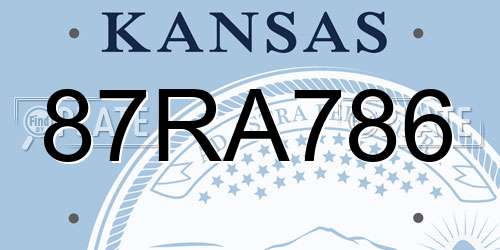 87RA786 Kansas License Plate