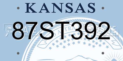 87ST392 Kansas License Plate