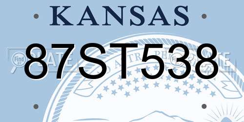87ST538 Kansas License Plate