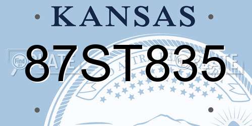 87ST835 Kansas License Plate