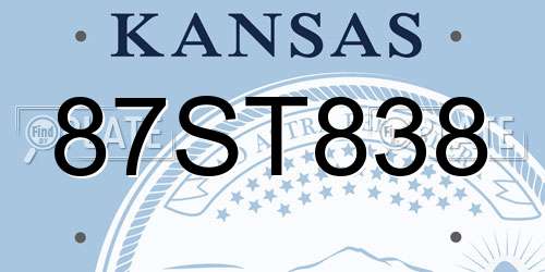 87ST838 Kansas License Plate