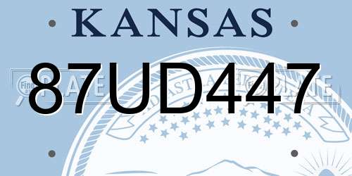 87UD447 Kansas License Plate