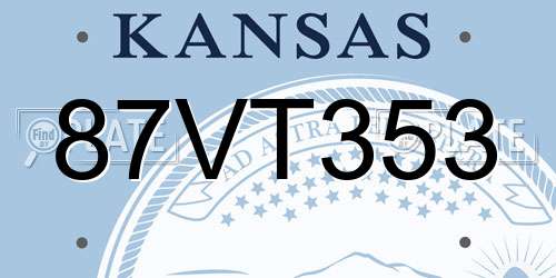 87VT353 Kansas License Plate