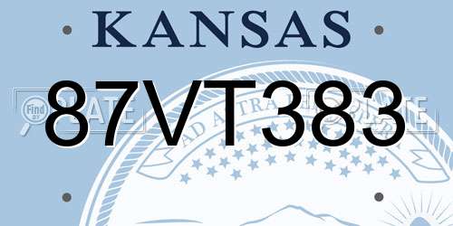 87VT383 Kansas License Plate