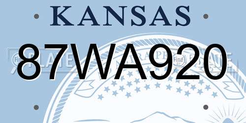 87WA920 Kansas License Plate
