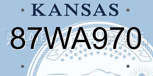 87WA970 Kansas License Plate