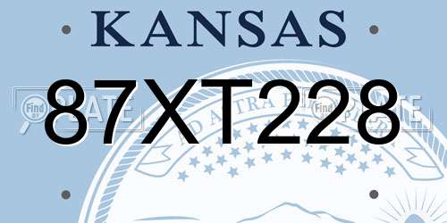 87XT228 Kansas License Plate