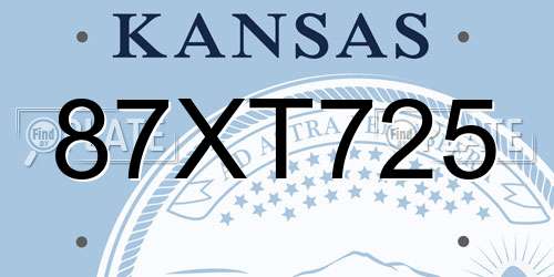 87XT725 Kansas License Plate