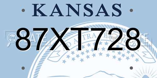 87XT728 Kansas License Plate