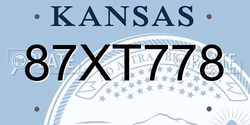 87XT778 Kansas License Plate