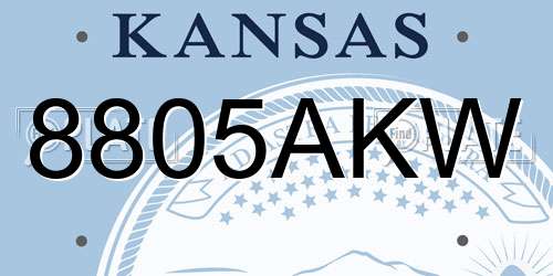 8805AKW Kansas License Plate