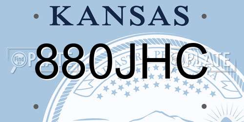 880JHC Kansas License Plate
