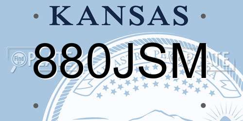 880JSM Kansas License Plate