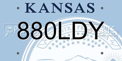 880LDY Kansas License Plate