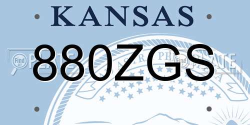 880ZGS Kansas License Plate