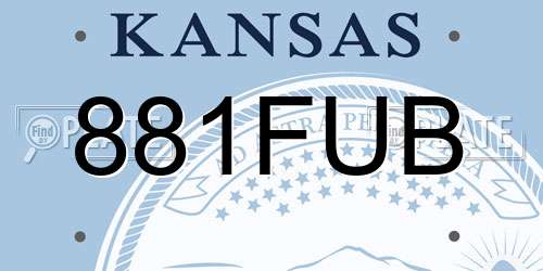 881FUB Kansas License Plate