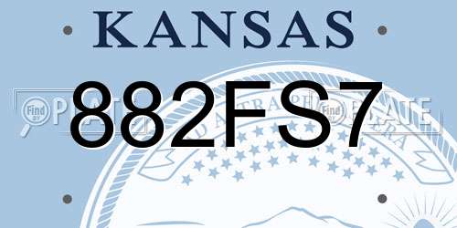 882FS7 Kansas License Plate