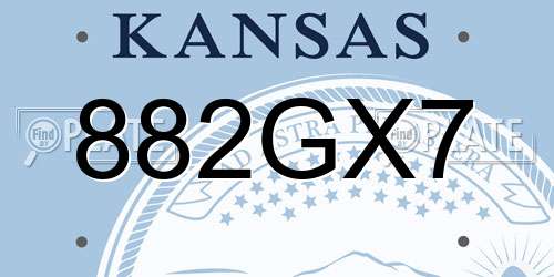882GX7 Kansas License Plate