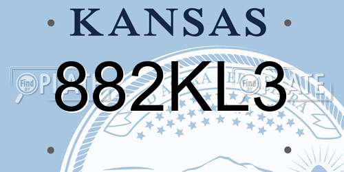 882KL3 Kansas License Plate