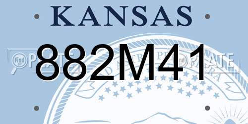 882M41 Kansas License Plate
