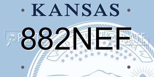 882NEF Kansas License Plate