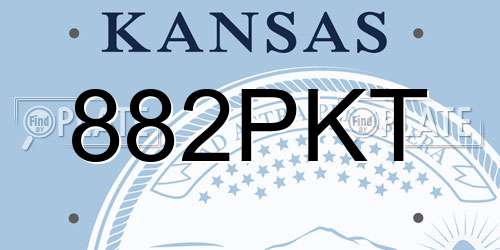 882PKT Kansas License Plate