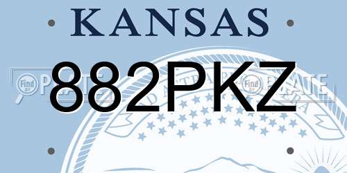 882PKZ Kansas License Plate