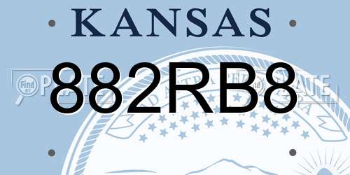 882RB8 Kansas License Plate
